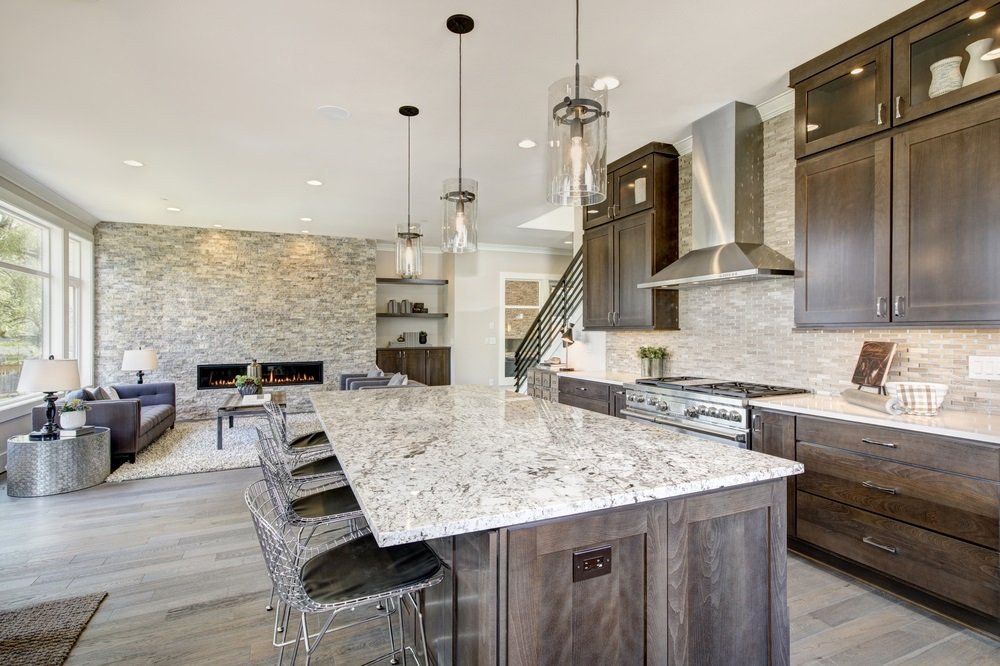 white granite kitchen countertop