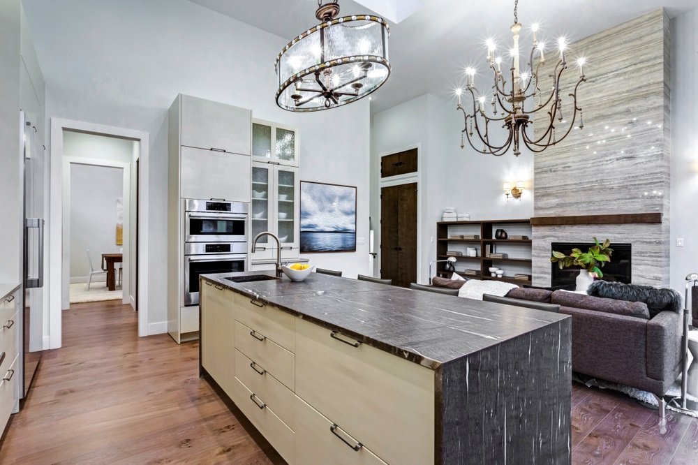 waterfall kitchen island