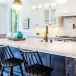 Calacatta Verona kitchen counterop with a backsplash & island