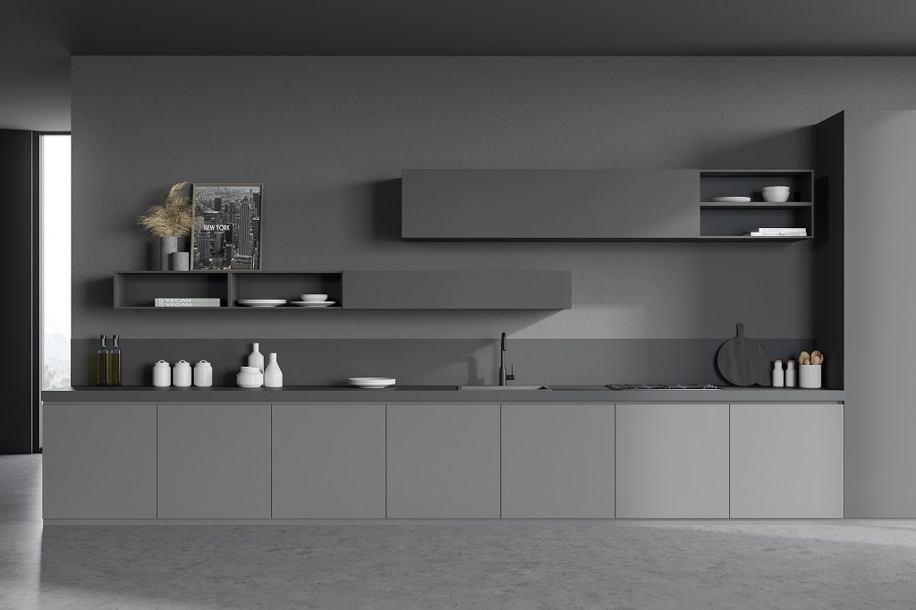 Monochrome Gray Quartz Kitchen Design