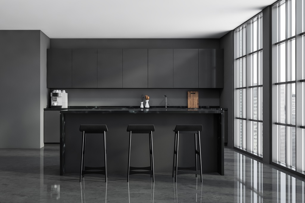 Dark gray granite countertops
