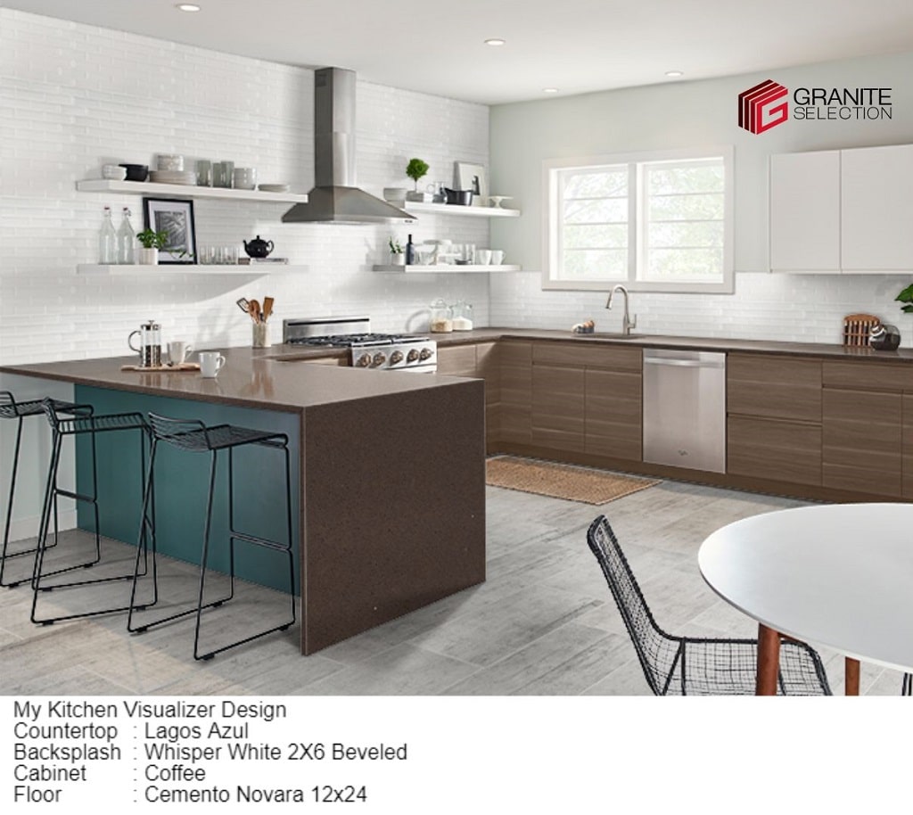 Light Brown Cabinets with Brown Granite Countertops