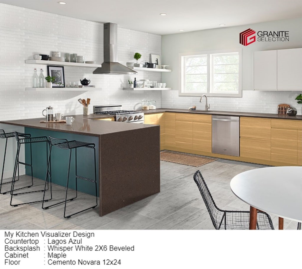 Maple Cabinets with Brown Granite Countertops