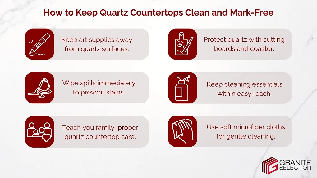 Tips to maintain quartz countertops clean and mark-free